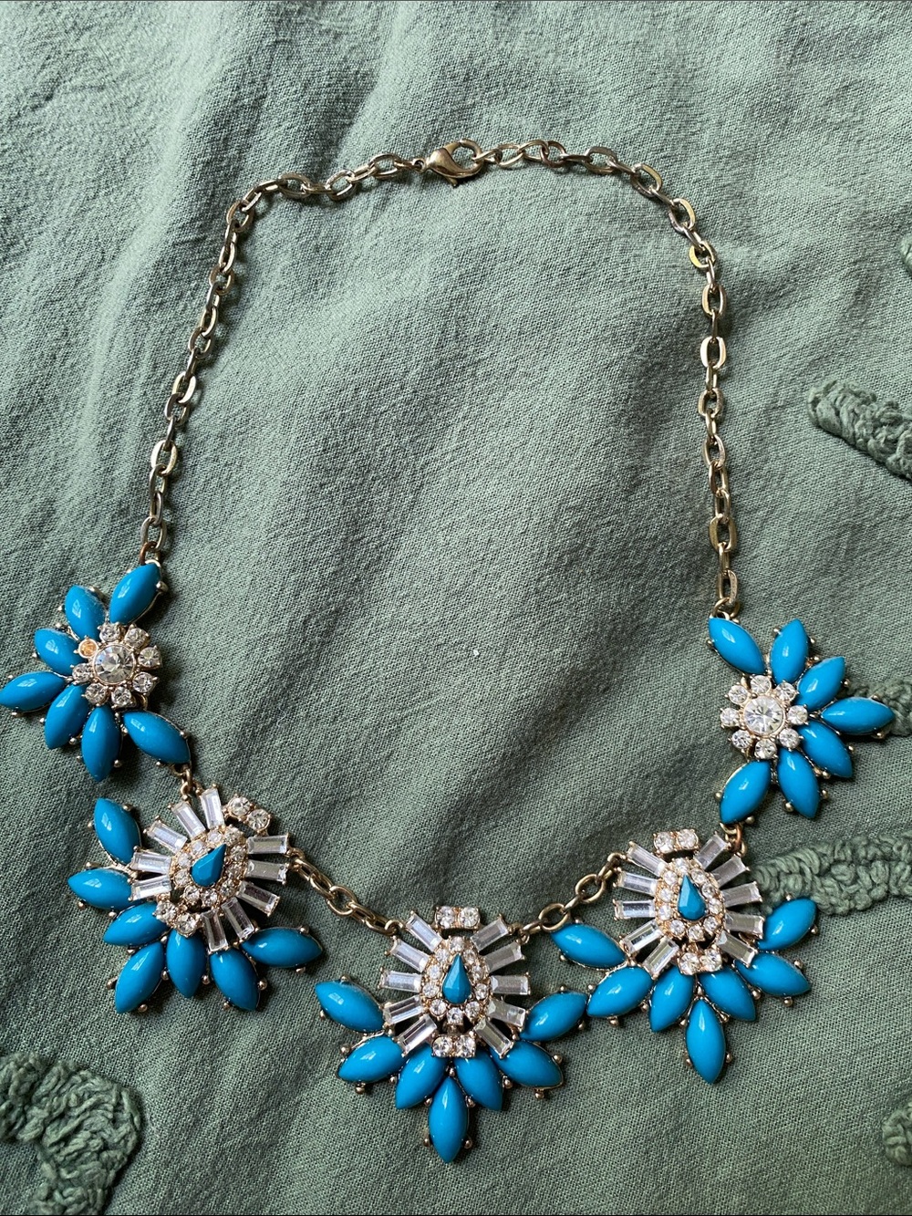 Turquoise Blue Floral Statement Necklace by